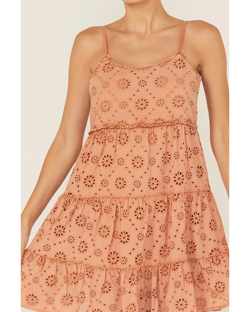 Rock & Roll Denim Women's Eyelet Sleeveless Mini Dress