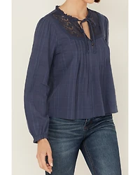 Jolt Women's Lace Trim Long Sleeve Peasant Top