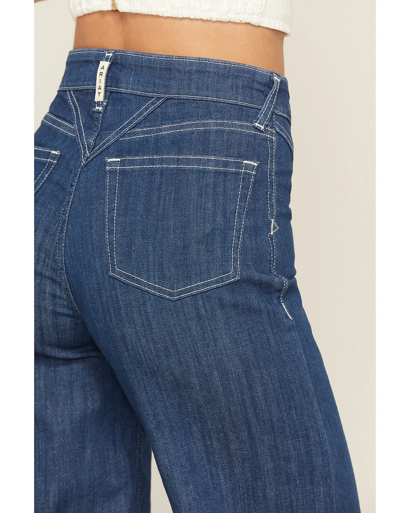 Ariat Women's Dark Wash Ultra High Rise Westie Yoke Wide Leg Stretch Denim Jeans