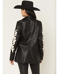 Rock & Roll Denim Women's Two Tone Western Pleather Blazer