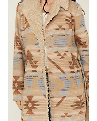 Idyllwind Women's Lynn Southwestern Print Fur Collar Shacket