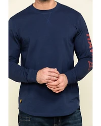 Hawx Men's Navy Sleeve Logo Long Work T-Shirt - Tall