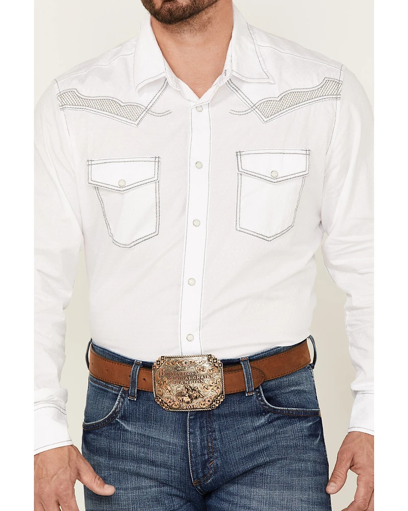 Rock 47 By Wrangler Men's Embroidered Long Sleeve Pearl Snap Western Shirt