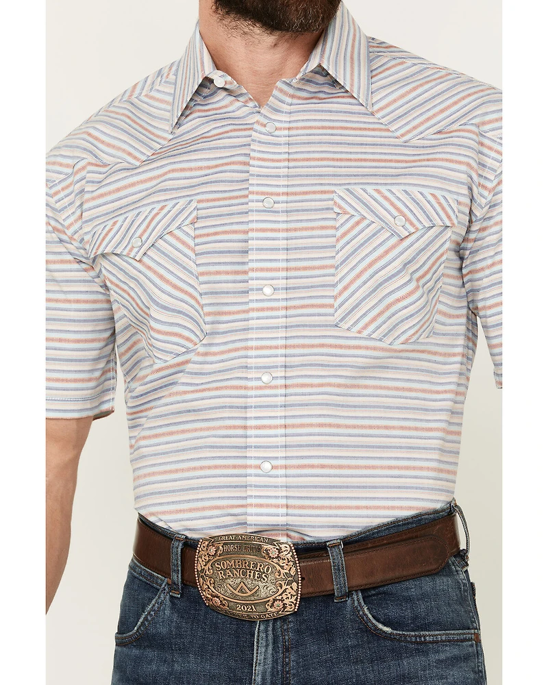Panhandle Men's Serape Striped Short Sleeve Pearl Snap Western Shirt