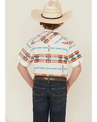 Rock & Roll Denim Boys' Southwestern Print Short Sleeve Pearl Snap Western Shirt