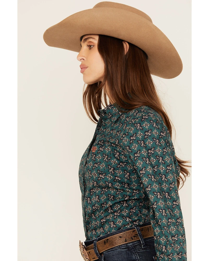 Cinch Women's Paisley Print Long Sleeve Button-Down Western Shirt