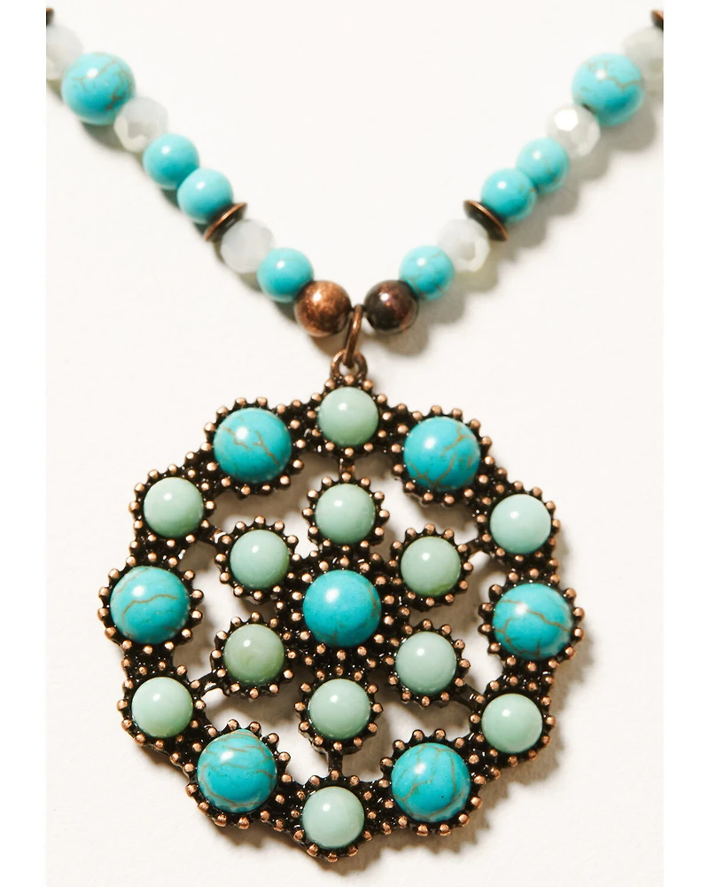 Shyanne Women's Mystic Skies Beaded Medallion Necklace