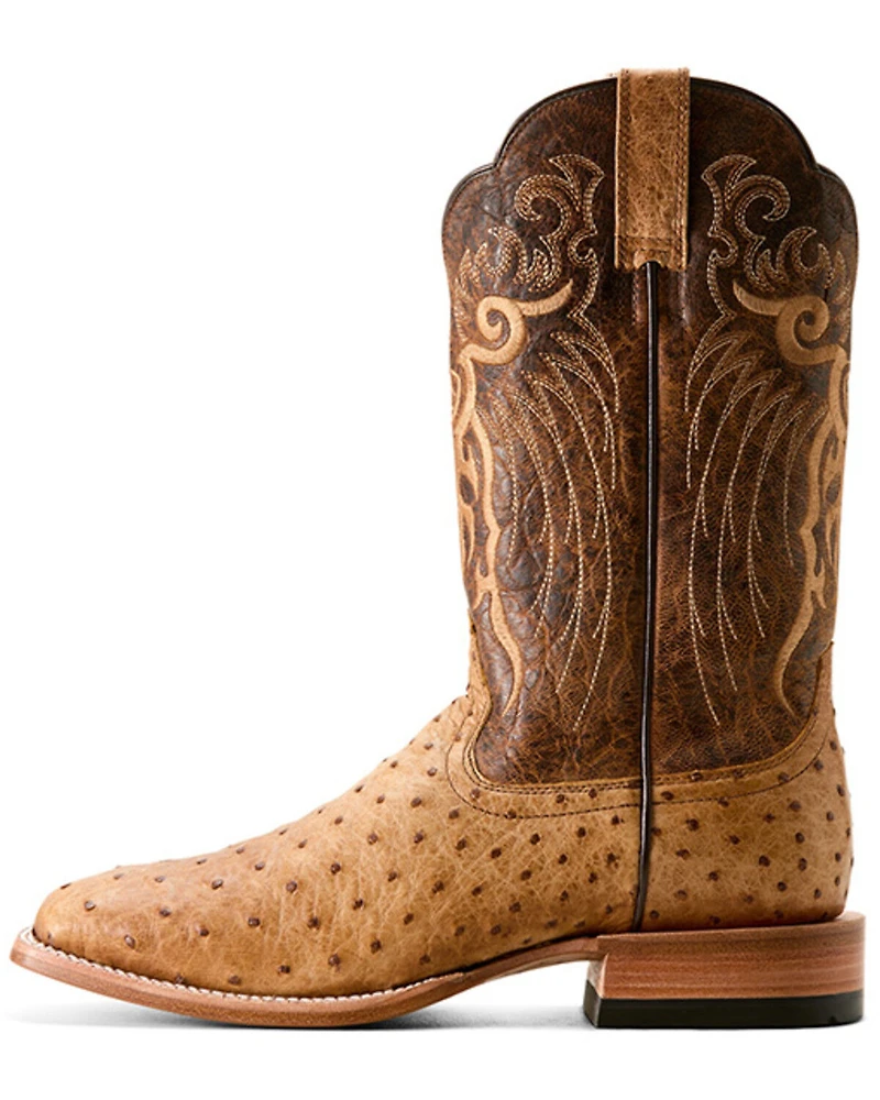 Ariat Men's Exotic Full Quill Ostrich Rio Western Boots - Broad Square Toe
