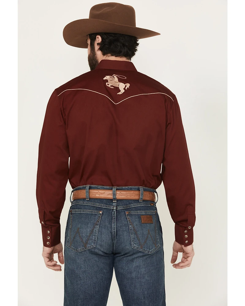 Rodeo Clothing Men's Embroidered Long Sleeve Snap Western Shirt