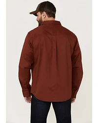 Brothers and Sons Men's Weathered Twill Solid Long Sleeve Button-Down Western Shirt