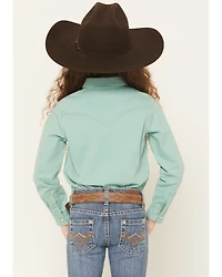 Wrangler Girls' Solid Long Sleeve Snap Western Shirt