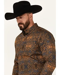Cody James Men's Winding Roads Paisley Print Long Sleeve Button-Down Stretch Western Shirt