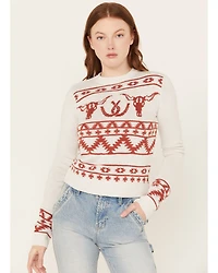 Wrangler Retro Women's Longhorn Horseshoe Long Sleeve Sweater