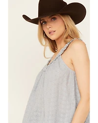 Eyeshadow Women's Eyelet V Neck Tank