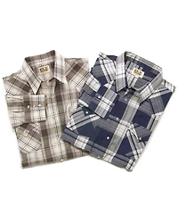 Ely Walker Men's Assorted Plaid or Stripe Long Sleeve Pearl Snap Western Shirt
