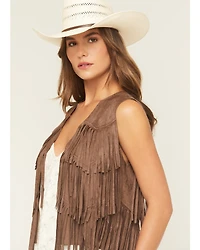 Vocal Women's Tiered Fringe Faux Suede Vest