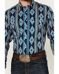 Roper Men's Vintage Southwestern Striped Print Long Sleeve Pearl Snap Western Shirt