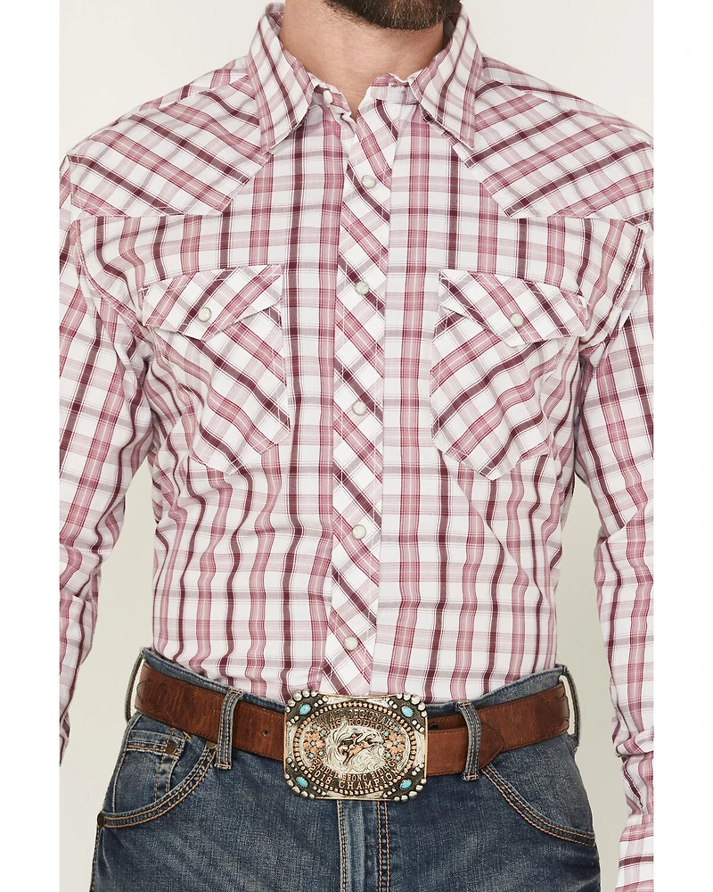 Wrangler Men's 20X Plaid Print Long Sleeve Button-Down Stretch Western Shirt