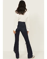 Idyllwind Women's Allessio Dark Wash High Rise Fringe Bootcut Super Stretch Denim Jeans