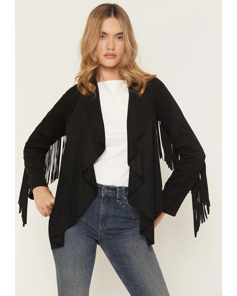 Shyanne Women's Cascade Front Fringe Faux Suede Jacket