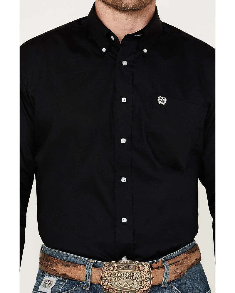 Cinch Men's Solid Black Button Down Western Shirt - Big & Tall