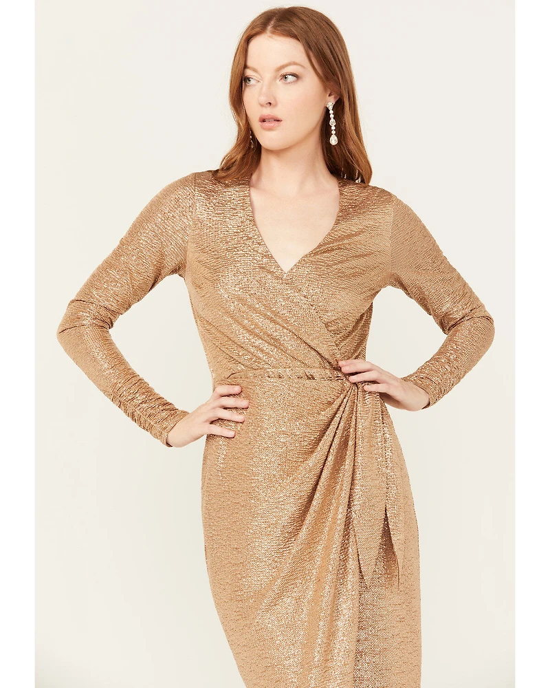 Show Me Your Mumu Women's Confetti Long Sleeve Kimora Wrap Midi Dress