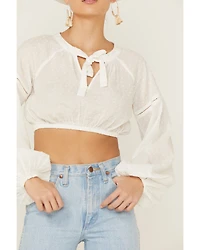 Shyanne Women's Swiss Dot Keyhole Crop Top