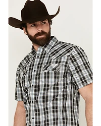Moonshine Spirit Men's Macho Plaid Print Short Sleeve Snap Western Shirt