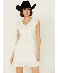 Shyanne Women's Ruffle Trim Eyelet Mini Dress