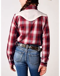 Roper Girls' Plaid Print Embroidered Yoke Long Sleeve Snap Western Shirt