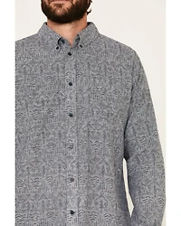United By Blue Men's Southwestern Soft Hemp Chambray Long Sleeve Western Shirt