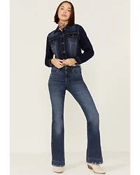 Shyanne Women's Southwestern Embroidered Cropped Denim Jacket