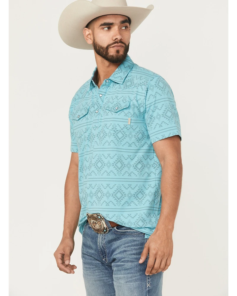 Ariat Men's Retro Southwestern Short Sleeve Pearl Snap Polo Shirt