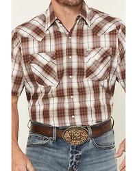 Ely Walker Men's Plaid Print Short Sleeve Snap Western Shirt