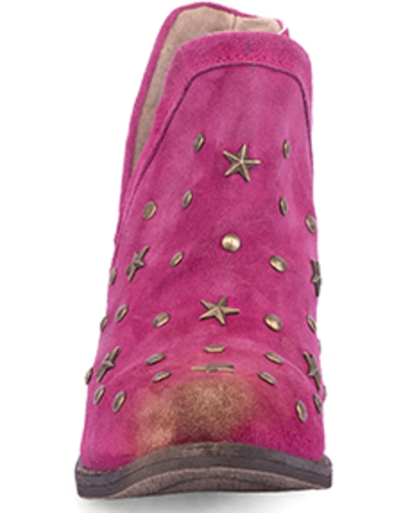 Circle G Women's Fringe Studded Roughout Booties - Round Toe