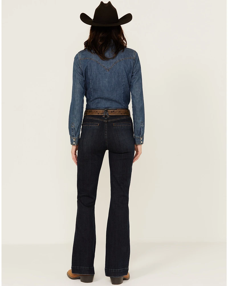 Rock & Roll Denim Women's Dark Wash High Rise Trouser Stretch jeans
