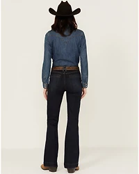 Rock & Roll Denim Women's Dark Wash High Rise Trouser Stretch jeans