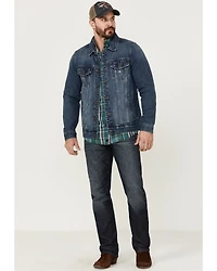 Moonshine Spirit Men's Dark Wash Button-Front Unlined Denim Trucker Jacket