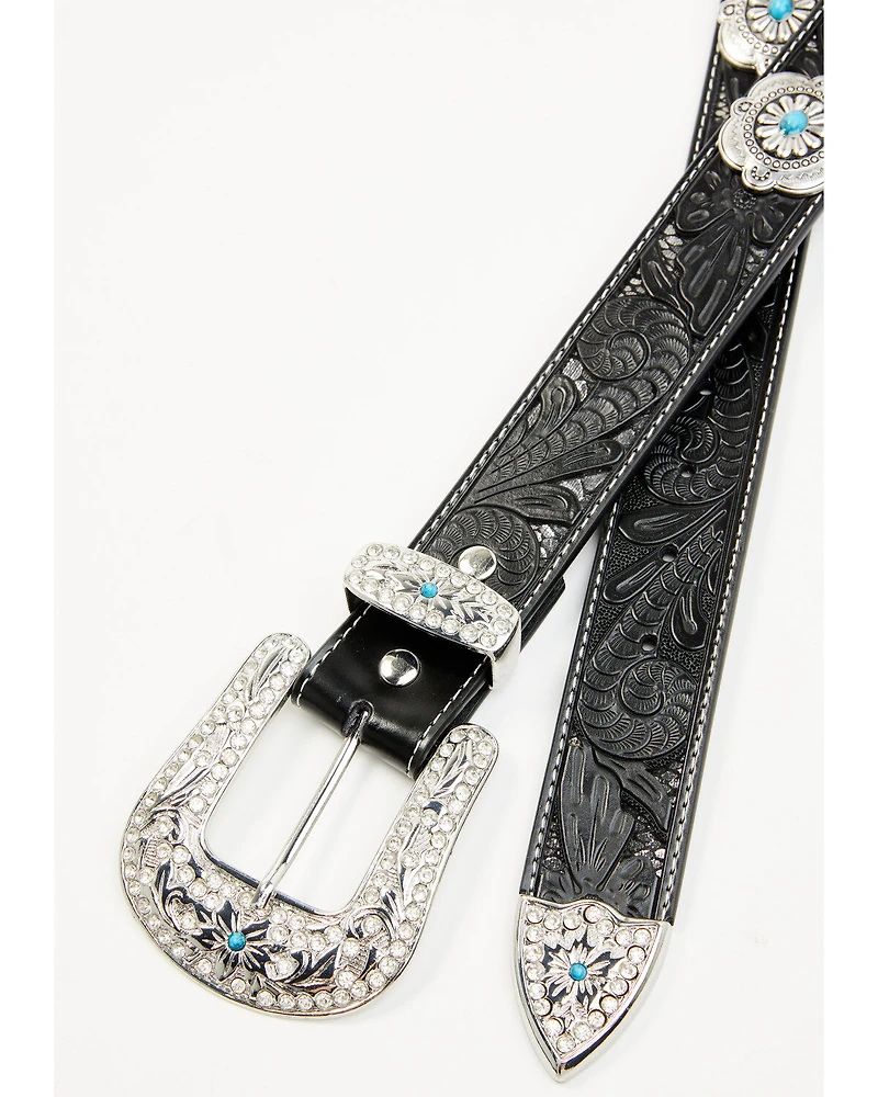 Shyanne Women's Underlay Concho Studded Tooled Belt