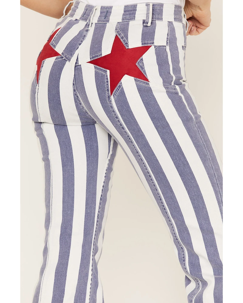 Free People Women's Firecracker Star & Stripe Flare Jeans
