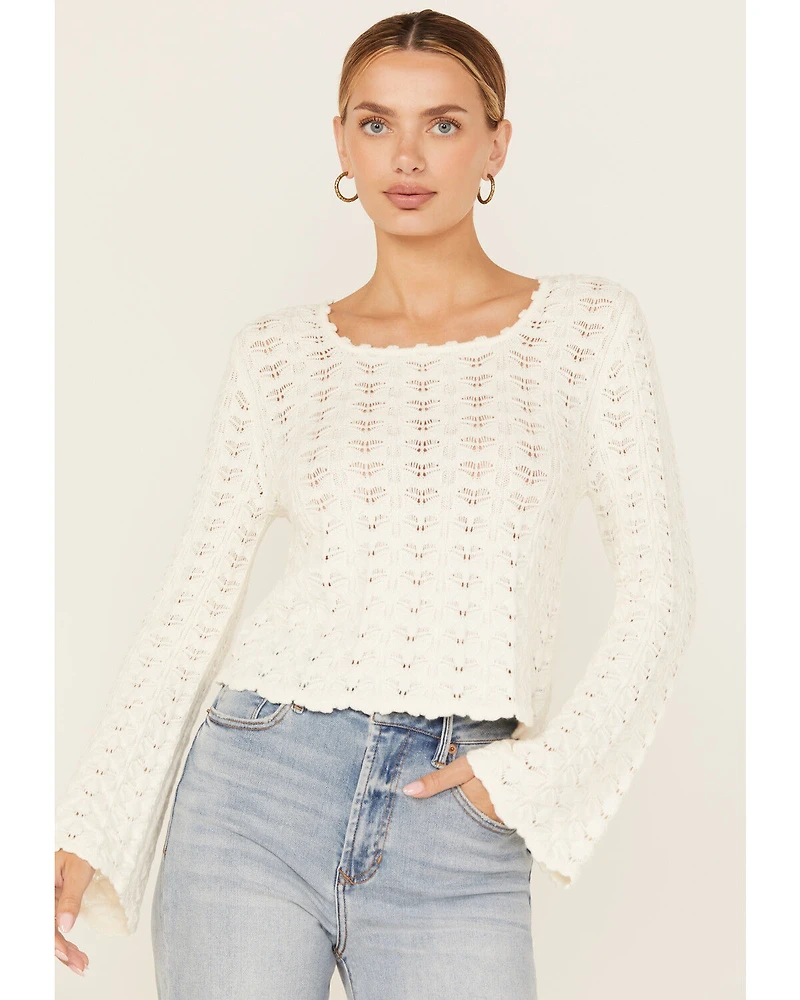 Shyanne Women's Bell Sleeve Pointelle Sweater