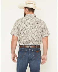 Cody James Men's Mustang Mode Paisley Print Short Sleeve Button-Down Stretch Western Shirt