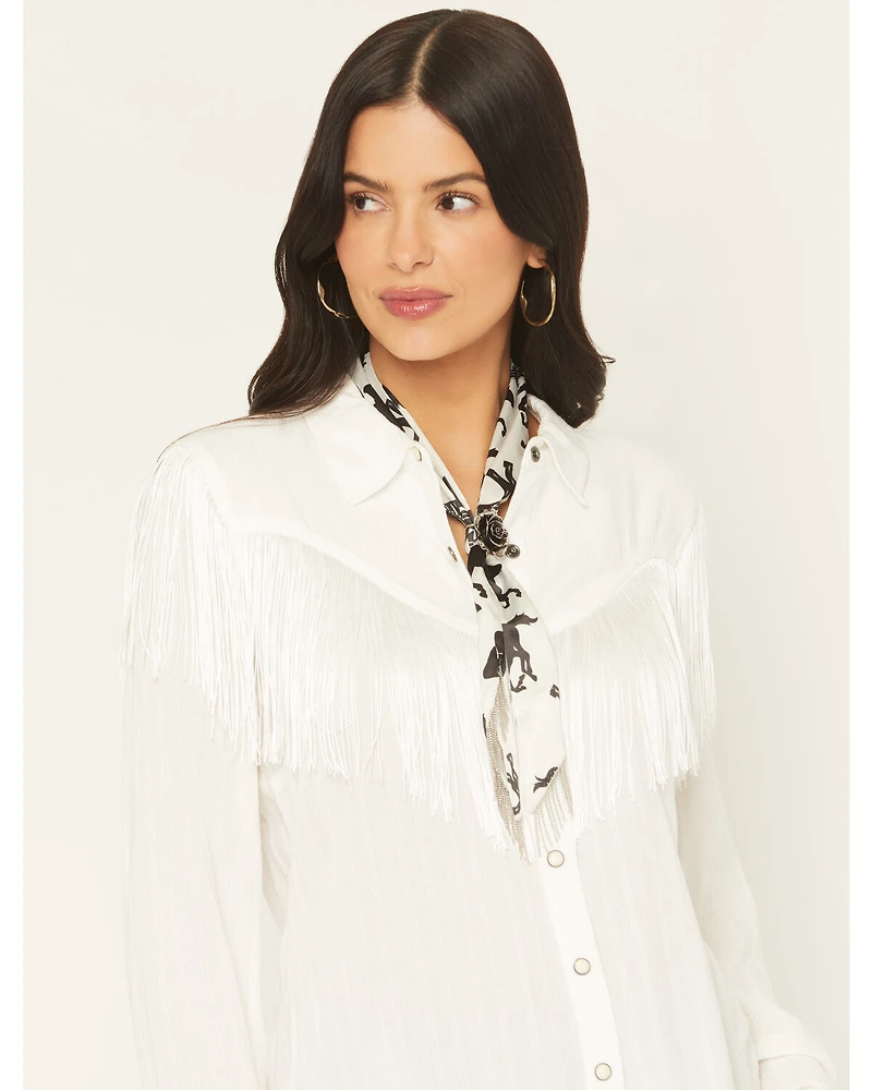 Idyllwind Women's Georgia Chain Fringe Bandana Necklace with Rose Slider