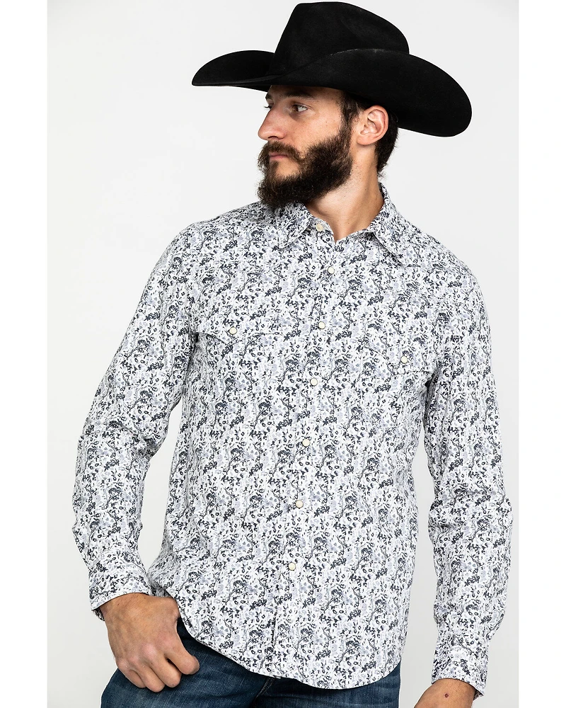 Rock & Roll Denim Men's Crinkle Washed Print Long Sleeve Western Shirt