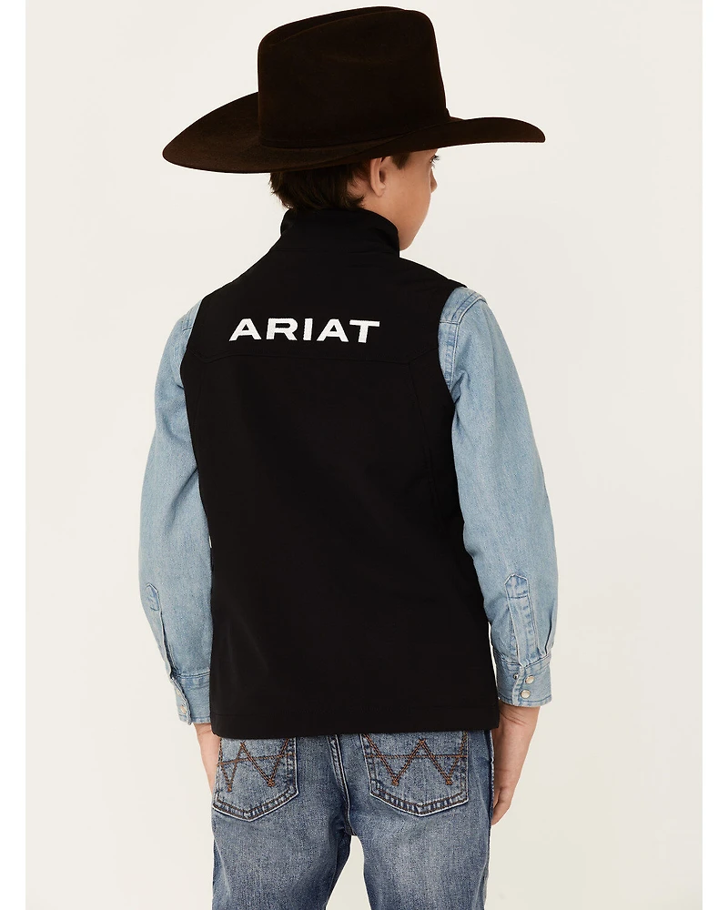 Ariat Boys' Solid Black New Team Softshell Zip-Front Vest