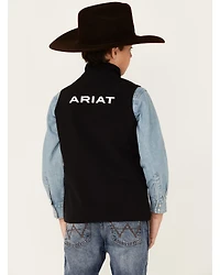Ariat Boys' Solid Black New Team Softshell Zip-Front Vest