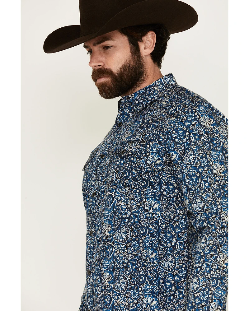 Moonshine Spirit Men's Verano Floral Paisley Print Long Sleeve Snap Western Shirt