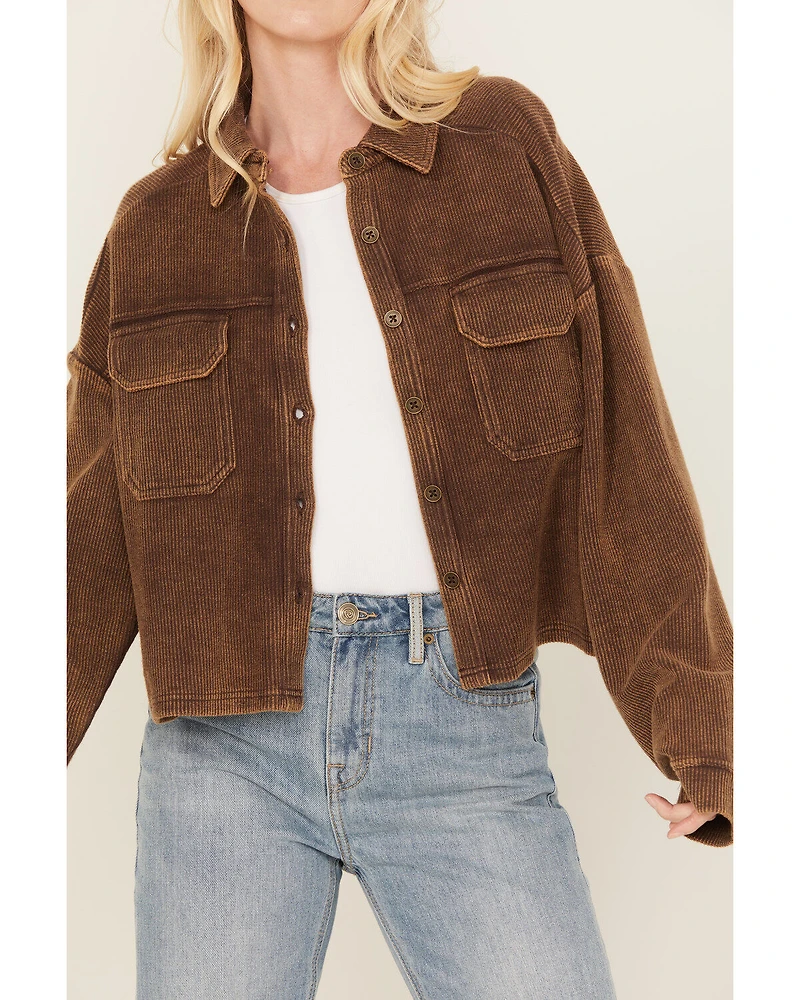 Rock & Roll Denim Women's Corduroy Button-Down Long Sleeve Shirt