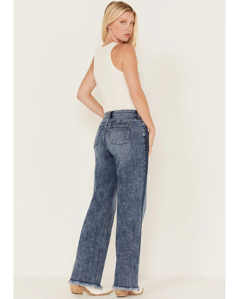 Billy T Women's Medium Wash Mid Rise Wide Flare Jeans