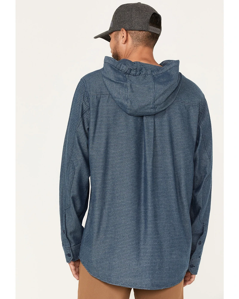Brothers and Sons Men's Striped Pullover Hooded Long Sleeve Western Flannel Shirt